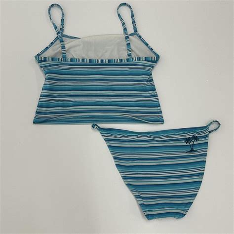 Blue And White Striped Bikini Set Vintage Great Depop