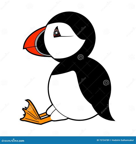 Puffin Illustration On White Background Cartoon Vector | CartoonDealer ...