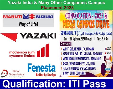 Yazaki India Many Other Companies Campus Placement A Z Job