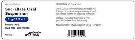 Sucralfate Suspension Package Insert Prescribing Information