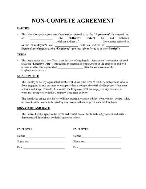 Business Templates Noncompete Agreement