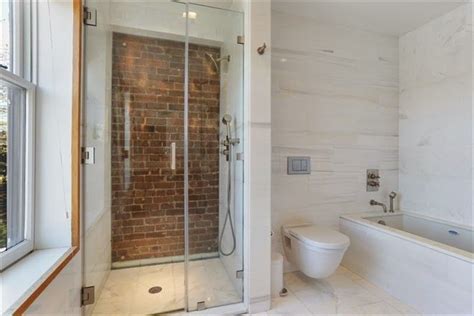 Gorgeous Bathroom With Exposed Brick In The Shower Brick Bathroom