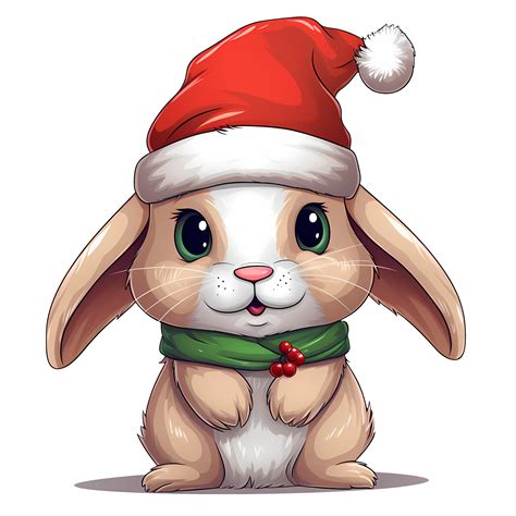 Cute Rabbit Christmas Clipart Illustration Ai Generative Png