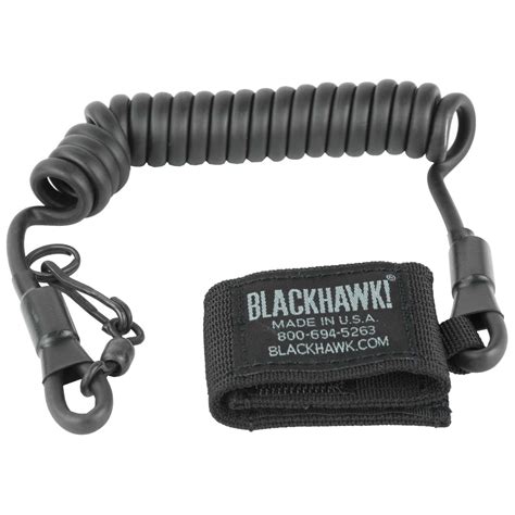 Blackhawk 90tpl2bk Tactical Pistol Lanyard With Swivel Coiled Wire