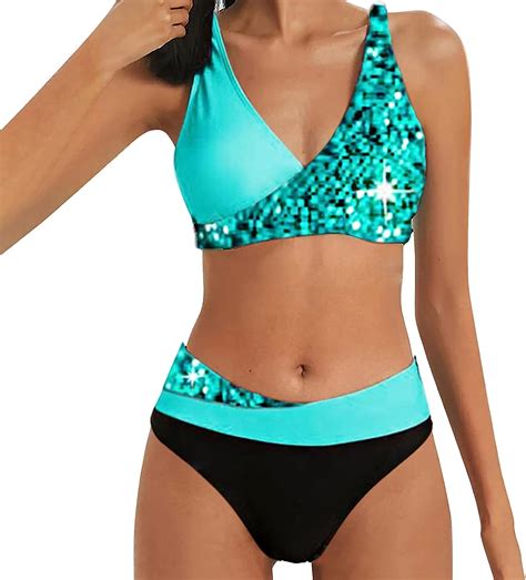 Bikini pour femme Gros seins Push Up Sexy Col en V croisé