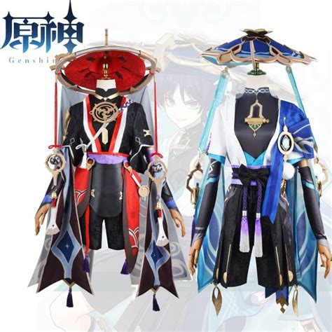 New Scaramouche Cosplay Genshin Impact Costume Wig Hat Full Set Anime