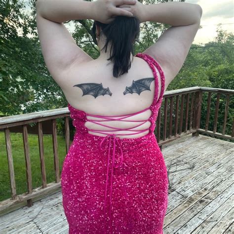 Custom Dresses Hot Pink Custom Size Barbie Thigh Side Slit Lace Up Corset Back Dress