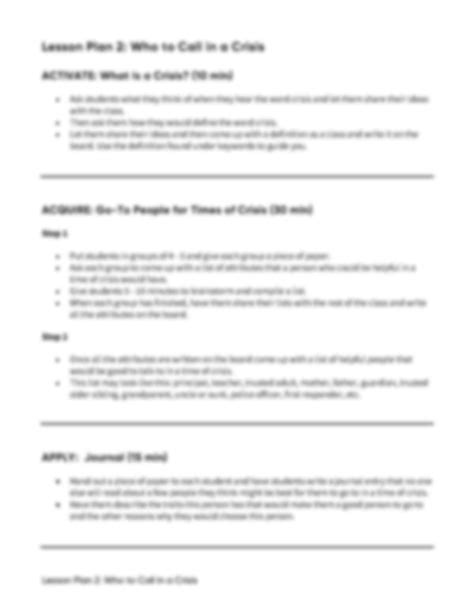 Grades 6 8 Lesson Plan Who To Call In A Crisis Signal Hill