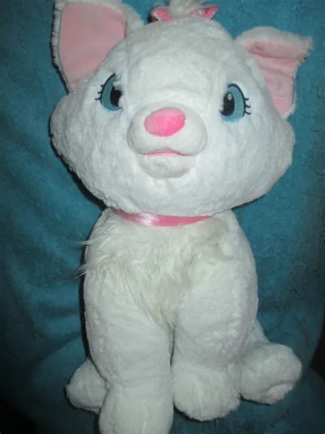 Disney Store Marie Large Plush Aristocats White Cat Pink Bow Tall