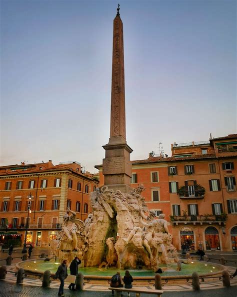 Bernini S Fountain Of The Four Rivers In Piazza Navona Through