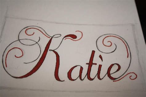 Katie Lettering Fine Line Pen And Red Ink