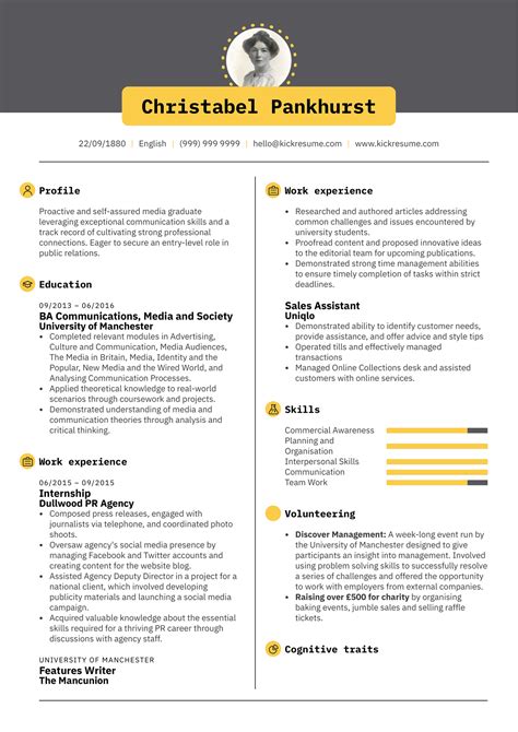 Student Resume Example Public Relations | Kickresume