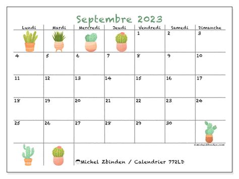 Calendrier Septembre 2023 772 Michel Zbinden FR