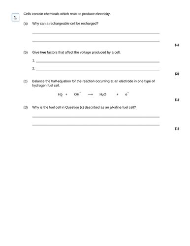 Aqa Gcse Chemistry 9 1 C76 Fuel Cells Full Lesson Teaching Resources