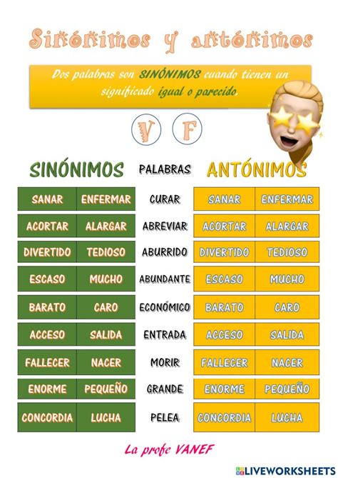 Sin Nimos Y Ant Nimos Online Exercise For Cuarto De Primaria