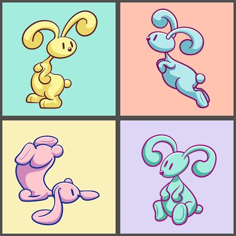 Premium Vector Four Different And Colorful Bunnies Illustration