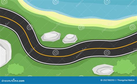 Vector Or Illustration Of Above View Of Asphalt Road With White And