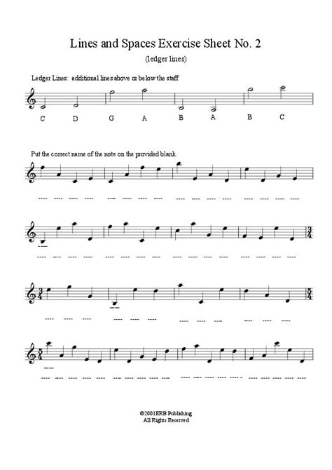 Ledger Lines Worksheets