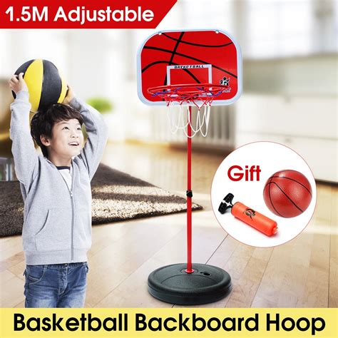 1.5m Height Adjustable Kids Mimi Basketball Hoop Rim Net Set Backboard ...