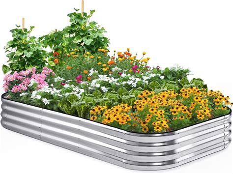 Amazon Quictent Galvanized Raised Garden Bed Kit 8x4x1ft Oval