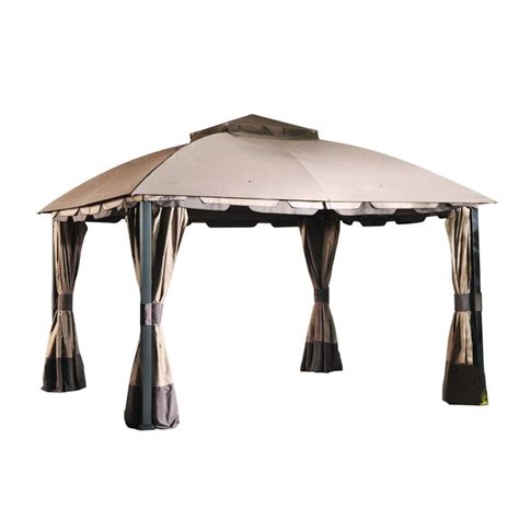 Sunjoy Carrington Bronze Steel Rectangle Screen Included Permanent Gazebo Exterior 10 Ft X 12