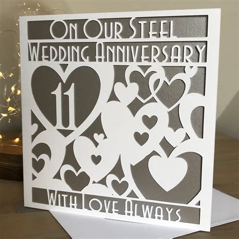 Our 11th Steel Wedding Anniversary Card Unisex Handmade Etsy Uk