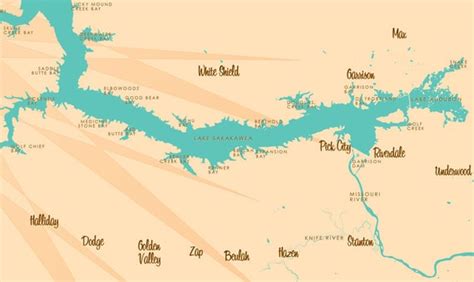 Lake Sakakawea Nd Map Barrel End By Lakeboundshop On Etsy