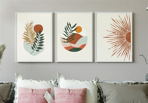 Boho Art Set Of Prints Gallery Wall Art Set Modern Home Etsy