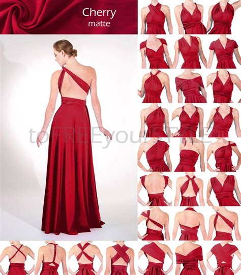 Long Infinity Dress In Cherry Red Matte Full Free Style Dress Maxi