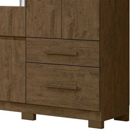 Guarda Roupa Porto Plus 8 Portas E 4 Gavetas Espelho Castanho Wood