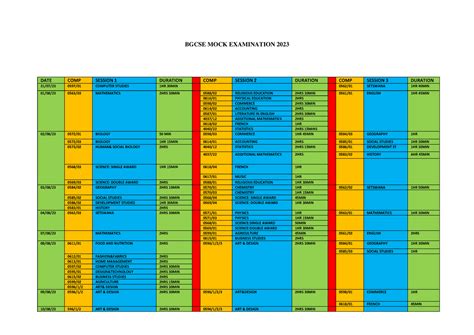 Bgcse Mock Examination Time Table 2023 3 Bgcse Mock Examination