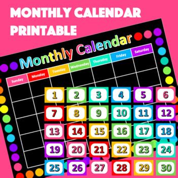 Classroom Calendar Printable by Jessica Blair | TPT