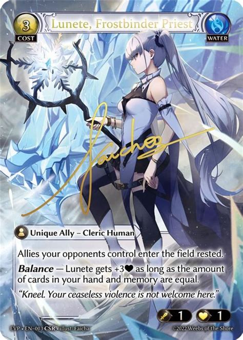 Lunete Frostbinder Priest Dawn Of Ashes Event Pack Grand Archive TCG