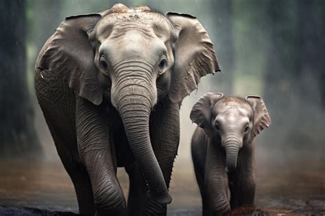 Elefante Y Beb Elefante Ai Generativo Foto Premium