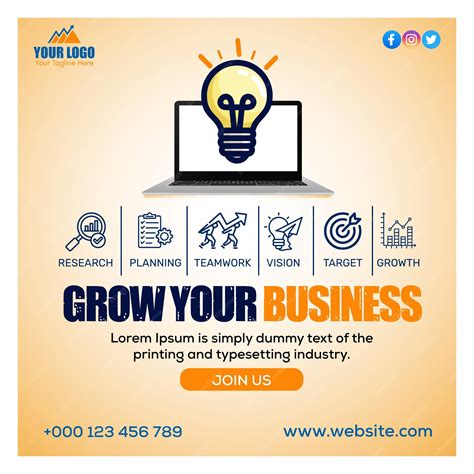Premium Vector | Growth your business social media post concept