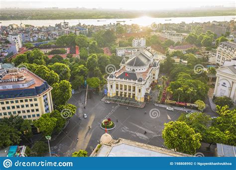 Aerial Skyline View Of Hanoi City Vietnam Hanoi Cityscape By Sunset