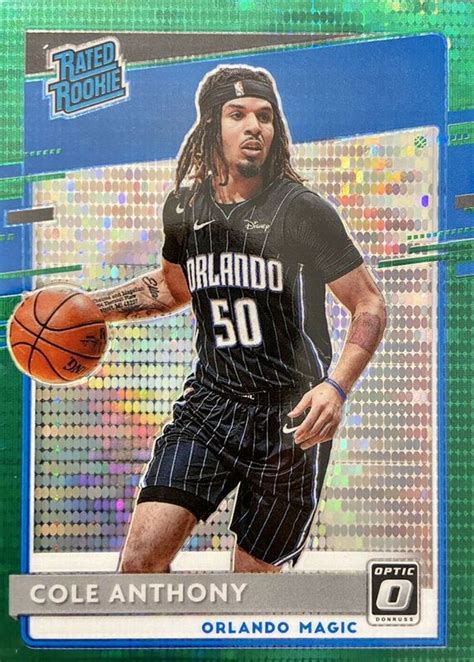 Cole Anthony 2020 Optic 165 Green Pulsar Price Guide Sports Card