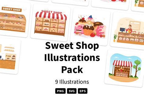 Premium Sweet Shop Illustration pack from Buildings Illustrations