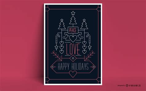 Happy Holidays Christmas Poster Design Vector Download