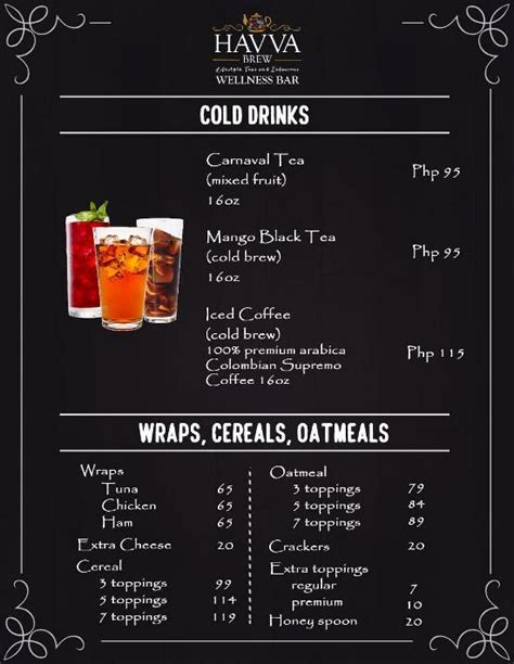 Menu At Havva Brew Wellness Bar Makati