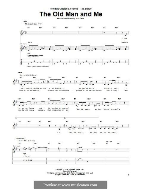 The Old Man And Me By J Cale Sheet Music On Musicaneo