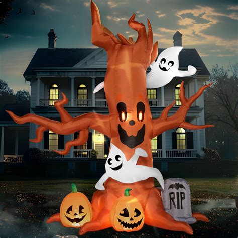 Joiedomi Ft Halloween Inflatable Scary Tree With Ghost Pumpkin And