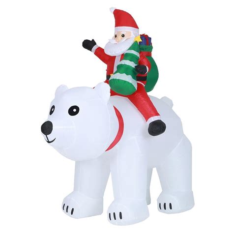 Luxenhome Lighted 6ft Santa And Polar Bear Inflatable Cymax Business