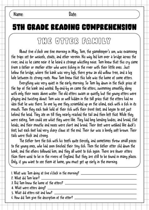 fourth grade reading comprehension worksheets   reading comprehension worksheets