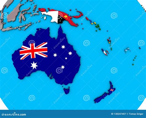 Australia With Flags On D Map Stock Illustration Illustration Of