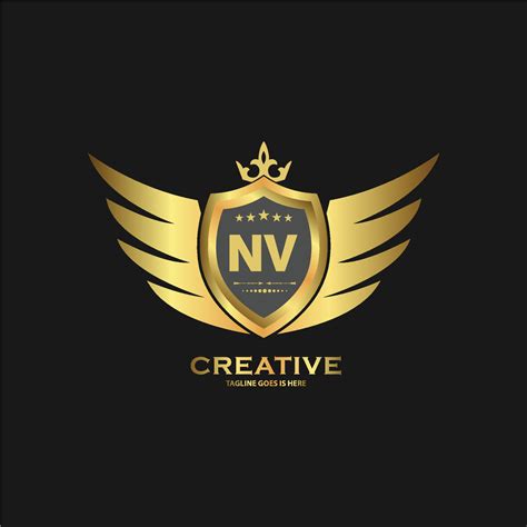 Abstract Letter NV Shield Logo Design Template Premium Nominal