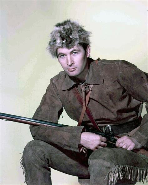 Fess Parker Davy Crockett Portrait Holding Rifle Wearing Coonskin Cap