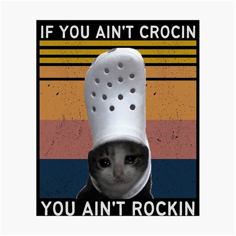 Crying Cat Croc Meme Funny If You Ain T Crocin You Ain T Rockin Poster