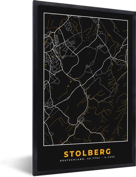 Fotolijst Incl Poster Black And Gold Stadskaart Stolberg