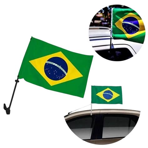 2 Bandeira Do Brasil Clássica Colorida Para Vidro Janela Do Carro